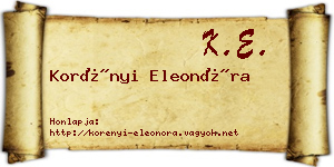 Korényi Eleonóra névjegykártya
